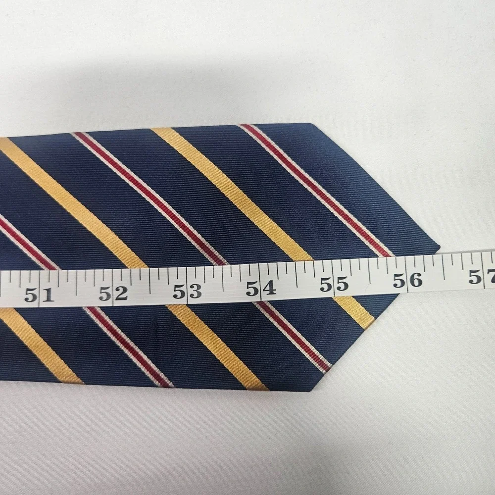 Banana Republic 100% Silk Men Tie Blue Gold Red Stripes 3.75